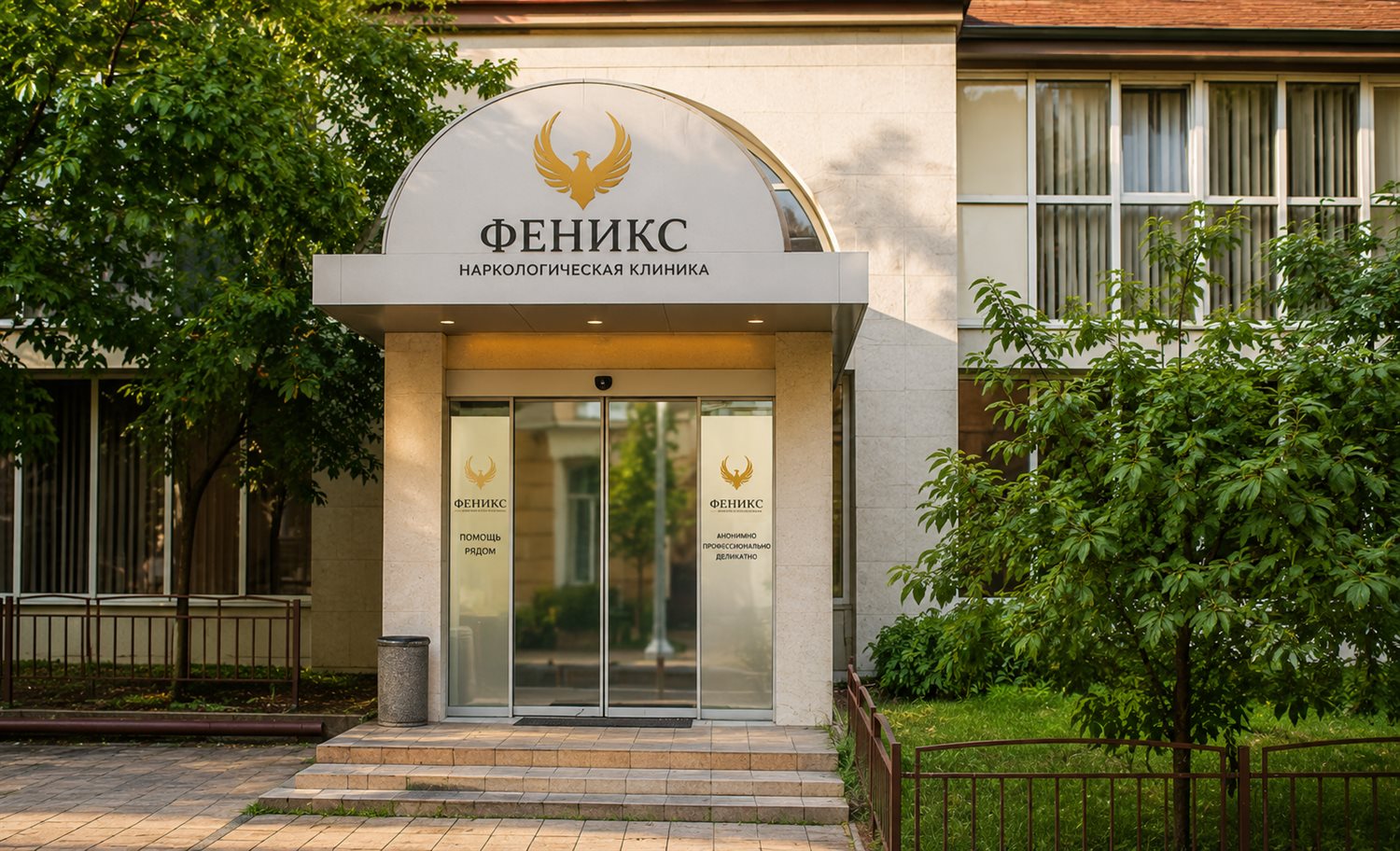 Вход в наркологическую клинику «Феникс» в Челябинске